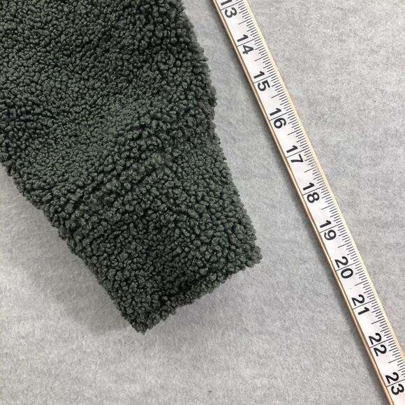 Good American Team Cardinal Oversized Sherpa Shacket Size 0 Green Hidden Button - Picture 14 of 16